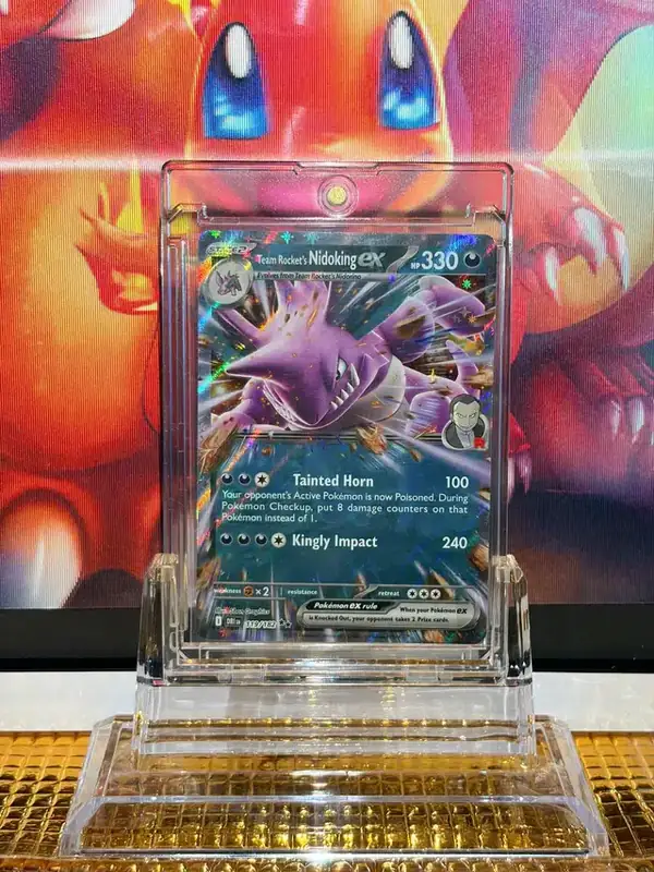 Team Rocket’s Nidoking ex Double Rare Pokémon card 119/182 illustrated by 5ban Graphics