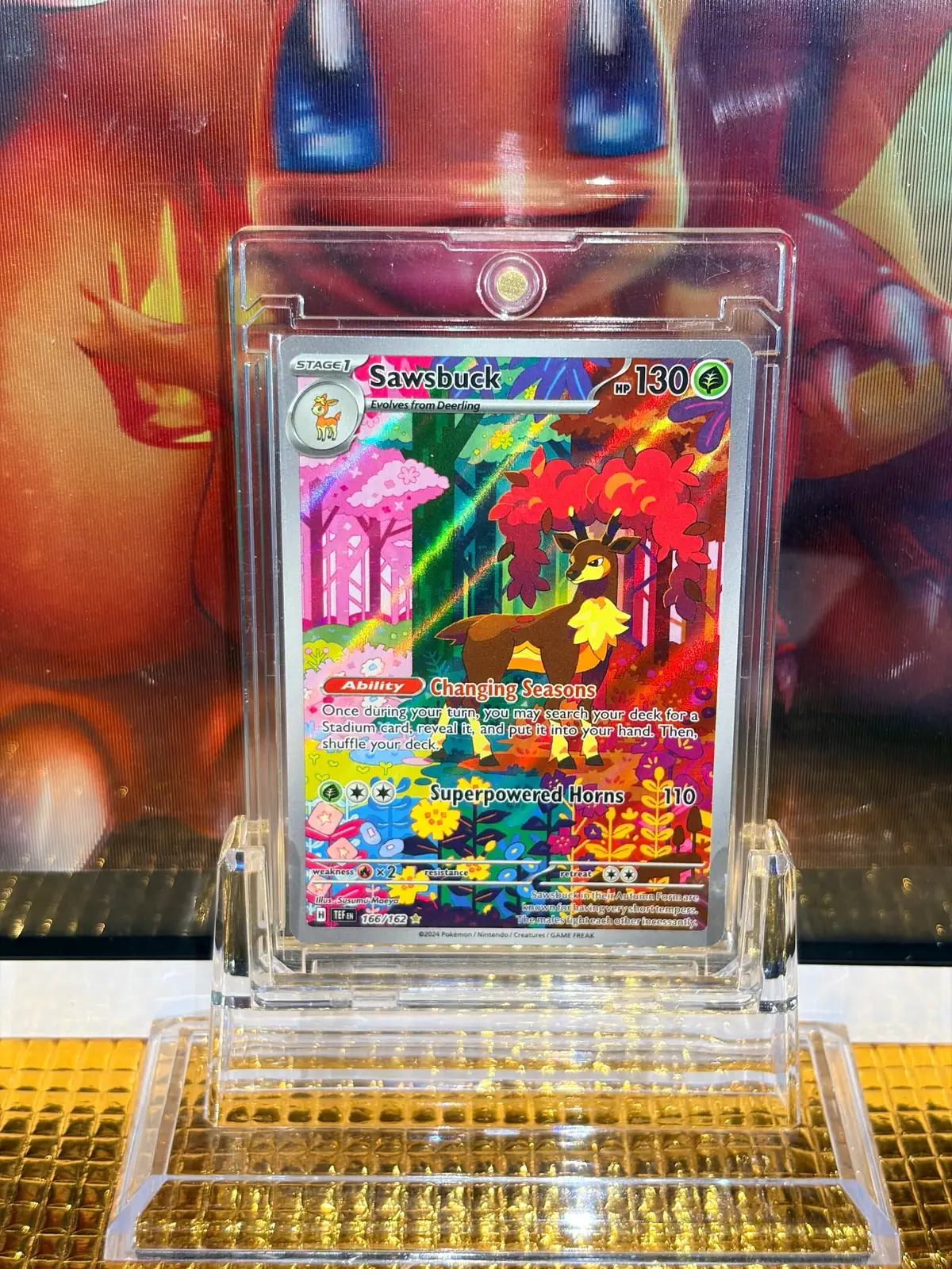 Sawsbuck Illustration Rare Pokémon card 166/162 illustrated by Susumu Maeya