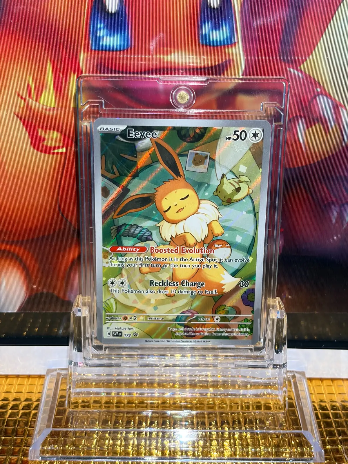 Eevee Promo Rare Pokémon card SVP 173 illustrated by Makura Tami