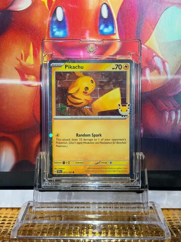 Pikachu Promo Rare — Pokémon Day 2024 Stamped Pokémon card 051/162 illustrated by kodama