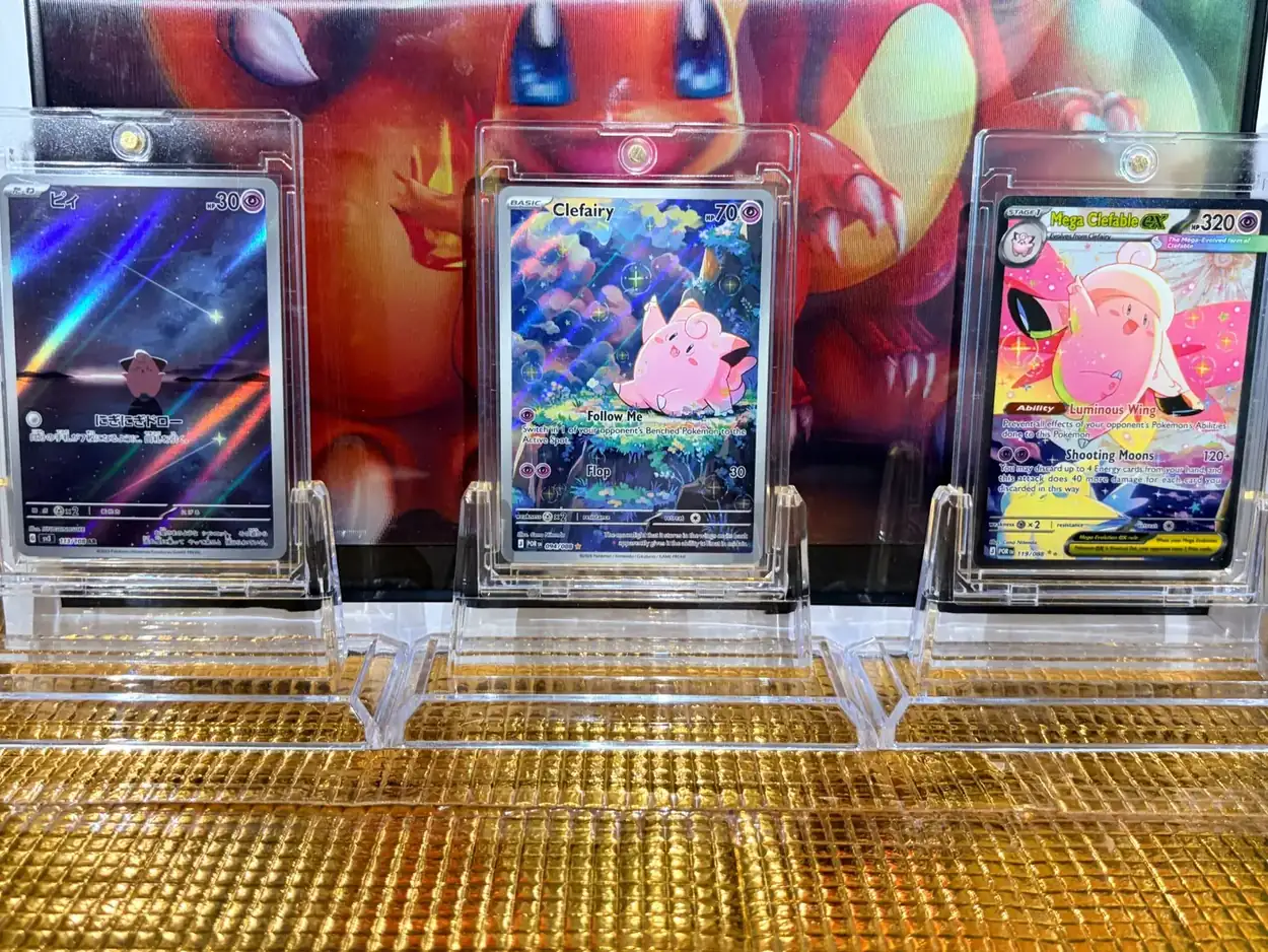 Cleffa, Clefairy & Mega Clefable ex evolution display