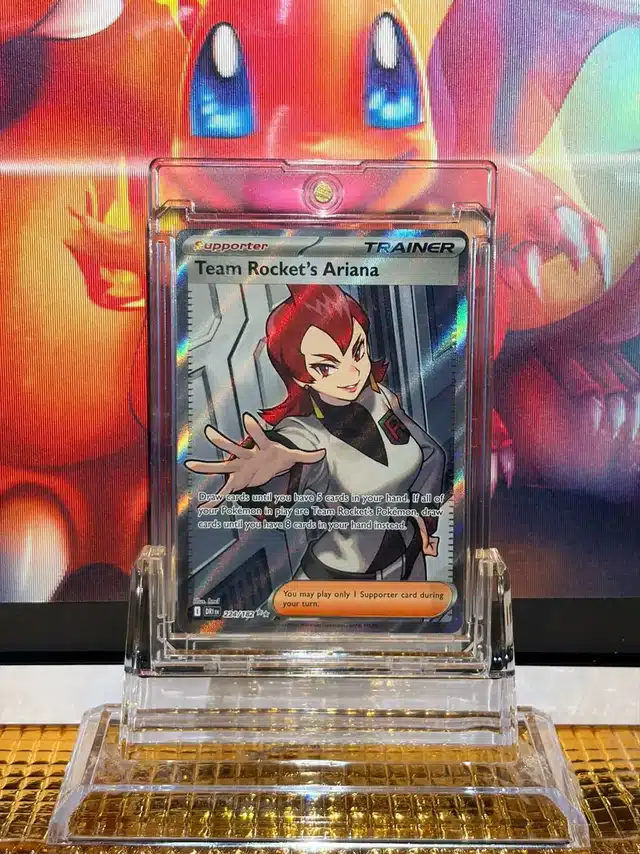 Team Rocket's Ariana Ultra Rare Pokémon card 224/182 illustrated by hncl